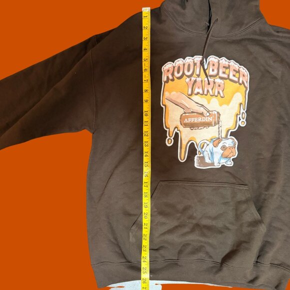 Afferdin “Root Beer Yarr” Graphic Hoodie Brown Oversized Sweatshirt (Unisex L) - Picture 6 of 9